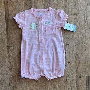 Carter's Light Pink Striped Baby Mouse Detail Bodysuit 6 Months